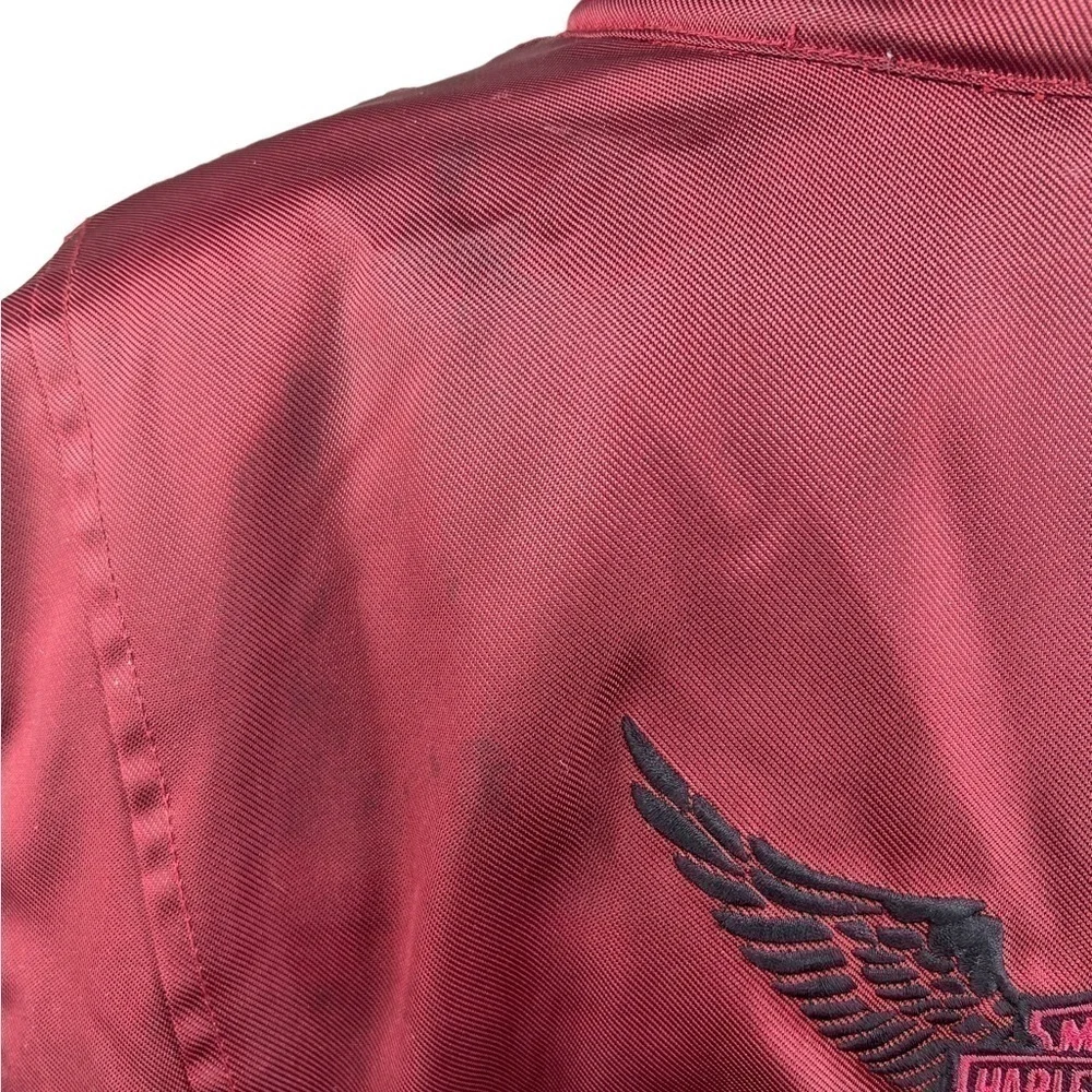 Harley Davidson Women's Burgundy Motorcycle Biker Jacket - Picture 16 of 16